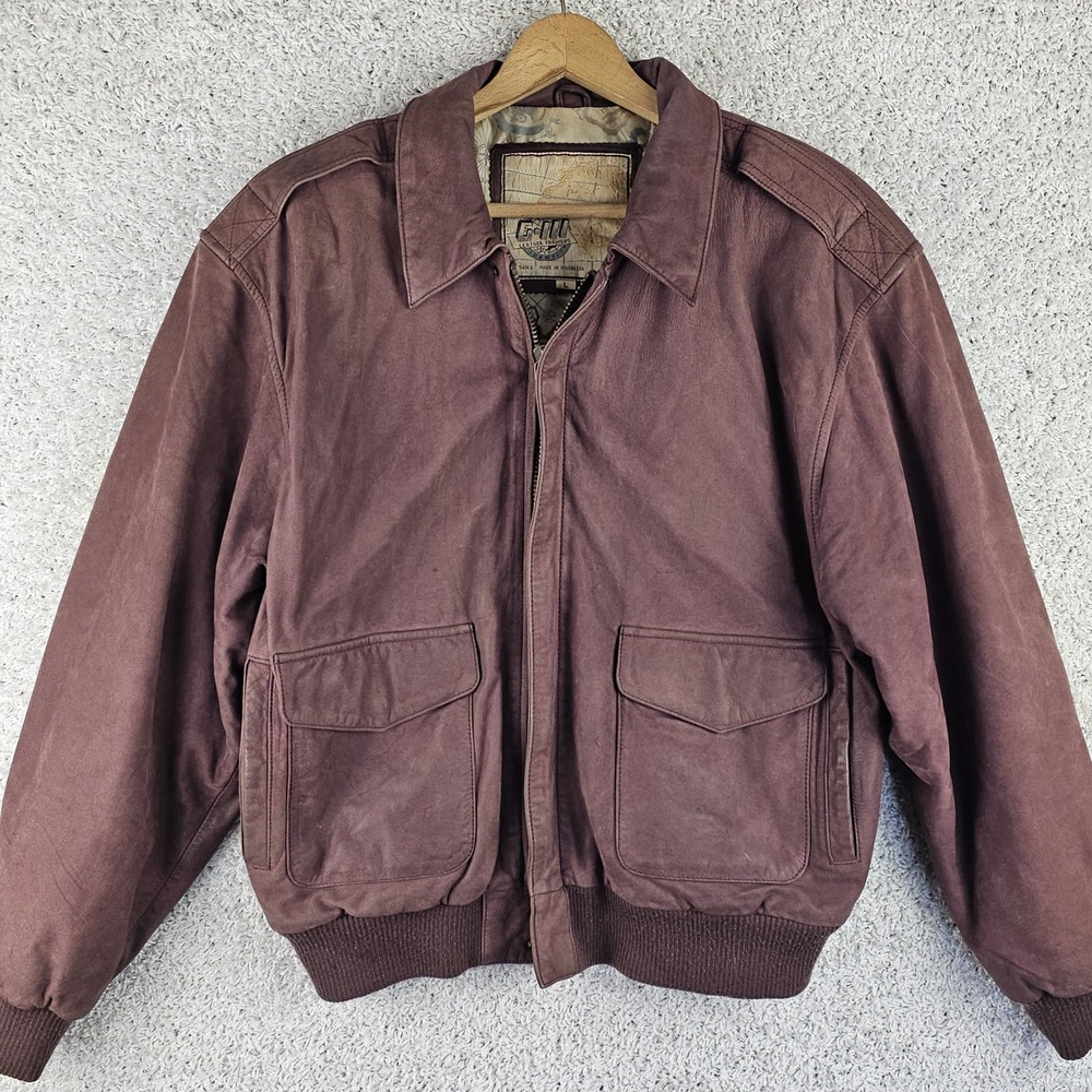 Vintage G-III A1 Flight Jacket Mauve Maroon Leather Suede Bomber 90s Sz Large